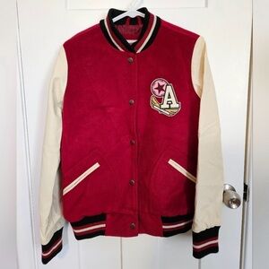 Arizona Jean Red and Cream Varsity Jacket